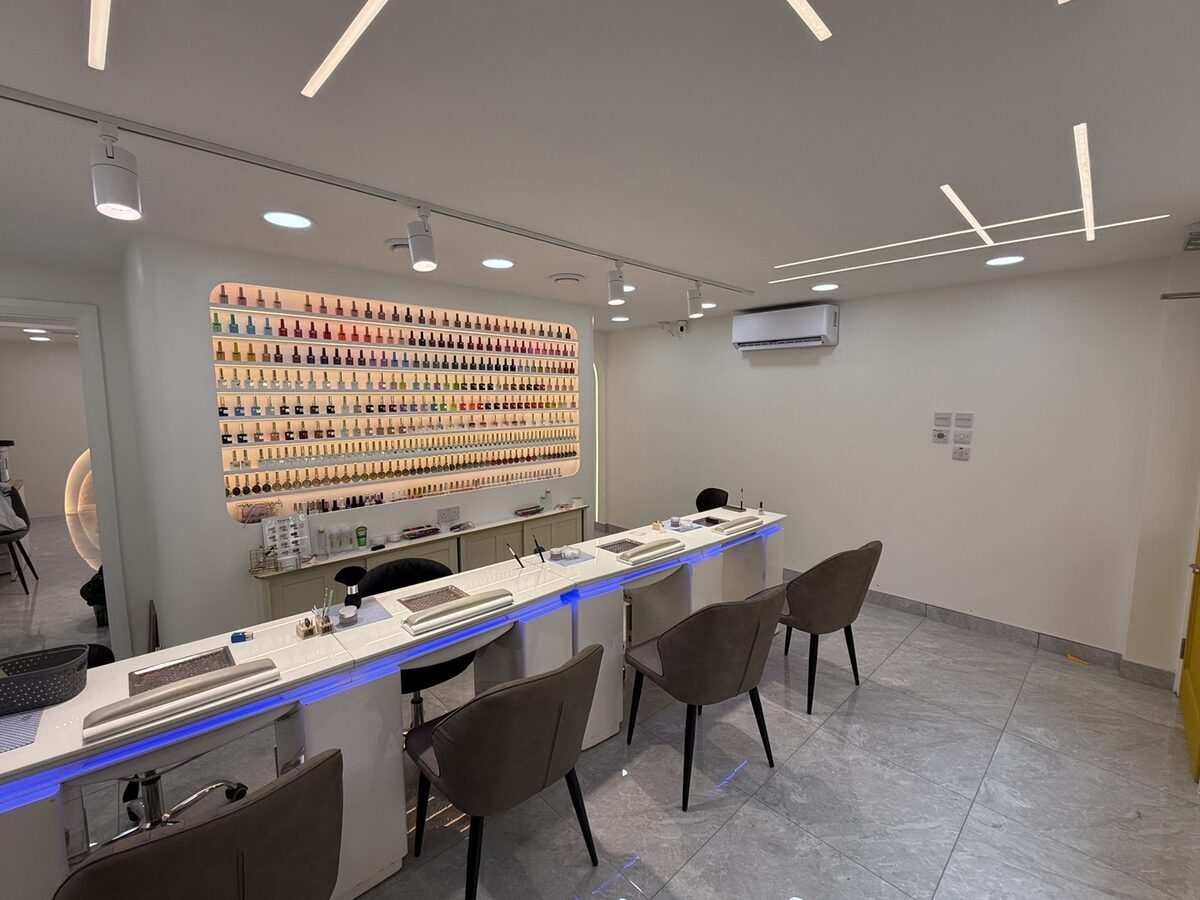 Freshly renovated manicure stations inside Jade Nail Spa
